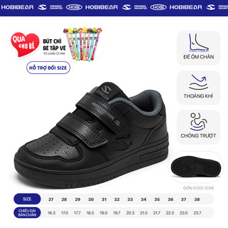 Giày sneaker đen HOBIBEAR EK2069 Black chính hãng có quai dán tiện lợi và đế TPR chống trượt
