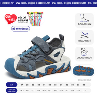 Sandal khóa dán bé trai HOBIBEAR E1010 Blue Gray có đế EVA cao 3cm dùng để đi học đi chơi