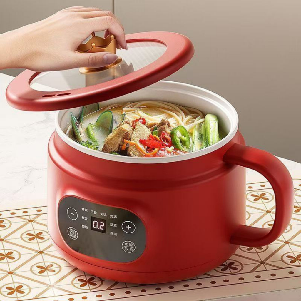 Nồi Điện Mini Chống Dính Đa Năng 3 Trong 1 - Nấu Mì, Nấu Lẩu, Hấp Thực Phẩm Cho Sinh Viên, Văn Phòng