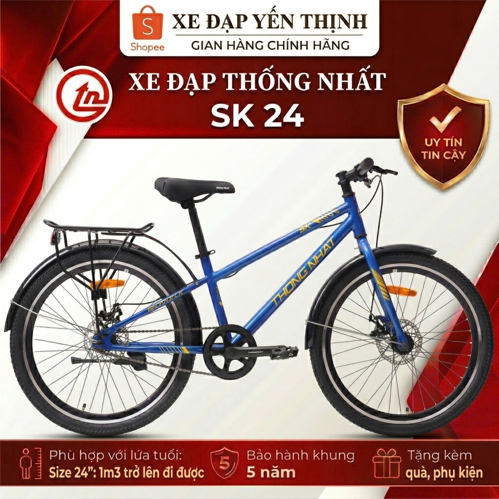 XE ĐẠP THỐNG NHẤT SK24 chiều cao 1m35 trở lên (Quà tặng: hiển thị kèm ...