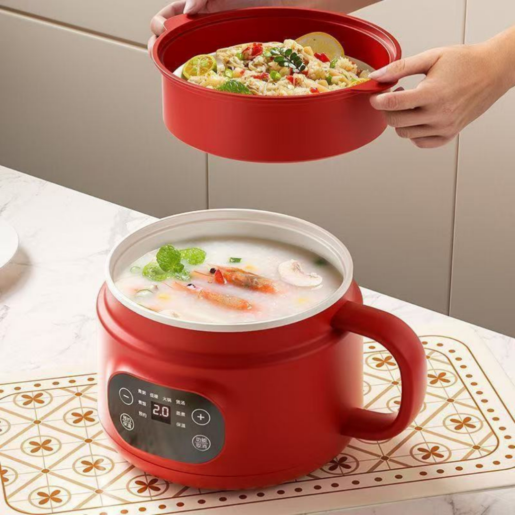 Nồi Điện Mini Chống Dính Đa Năng 3 Trong 1 - Nấu Mì, Nấu Lẩu, Hấp Thực Phẩm Cho Sinh Viên, Văn Phòng