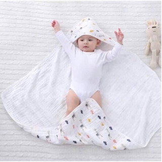 Ủ choàng xô có mũ sợi tre aden Kiluta siêu đẹp 4 lớp cho bé
