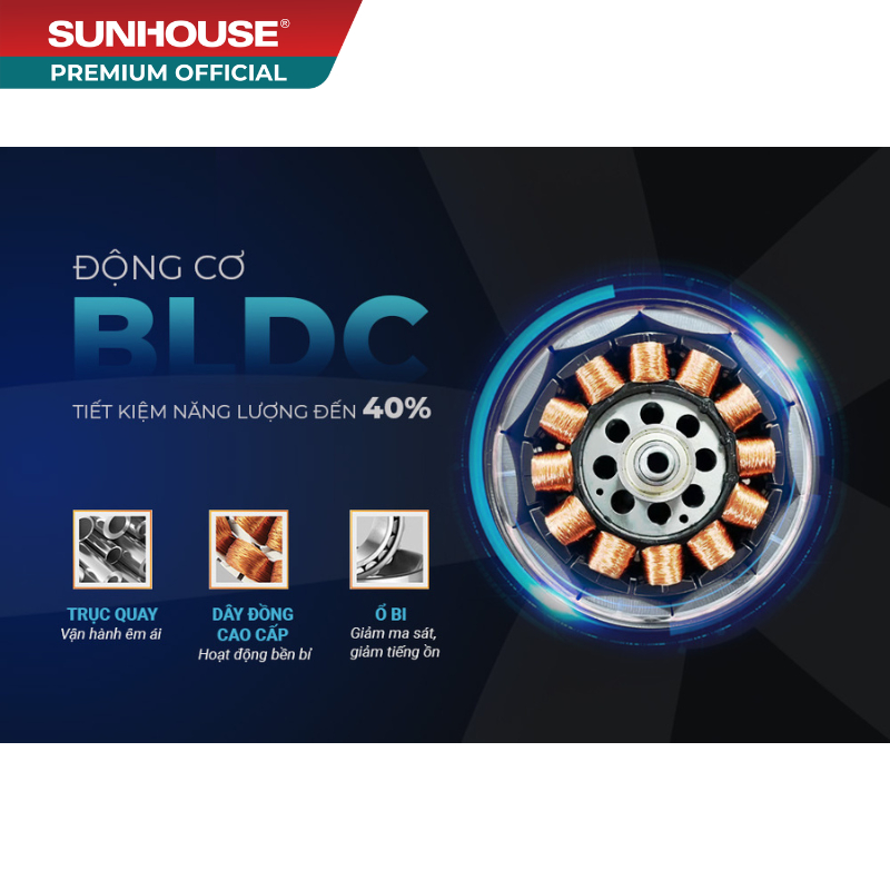 Quạt trần 5 cánh SUNHOUSE APEX APF7668W - Tiết kiệm điện, đảo chiều quay dùng 4 mùa