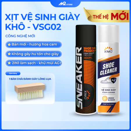 Chai xịt tạo bọt vệ sinh giày tiện lợi XIMO, Chai vệ sinh giày khô sạch và khử mùi hôi giày VSG02