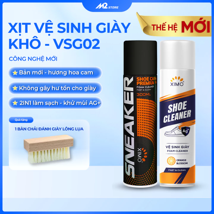 Chai xịt tạo bọt vệ sinh giày tiện lợi XIMO, Chai vệ sinh giày khô sạch và khử mùi hôi giày VSG02