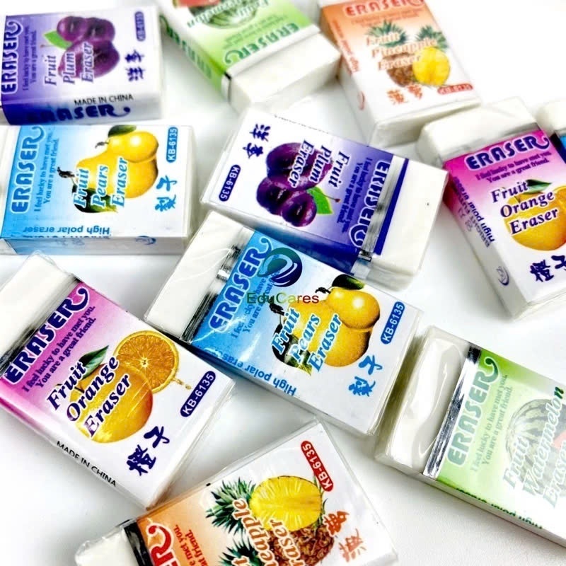 Combo 10 tẩy gôm chì hoa quả nhanh gọn, sạch sẽ.