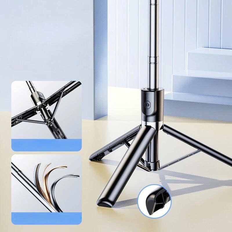 Gậy chụp ảnh 3 chân 1m7 có đèn led kim Tripod điện thoại kèm remote bluetooth quay video, selfie, tự sướng từ xa xếp gọn