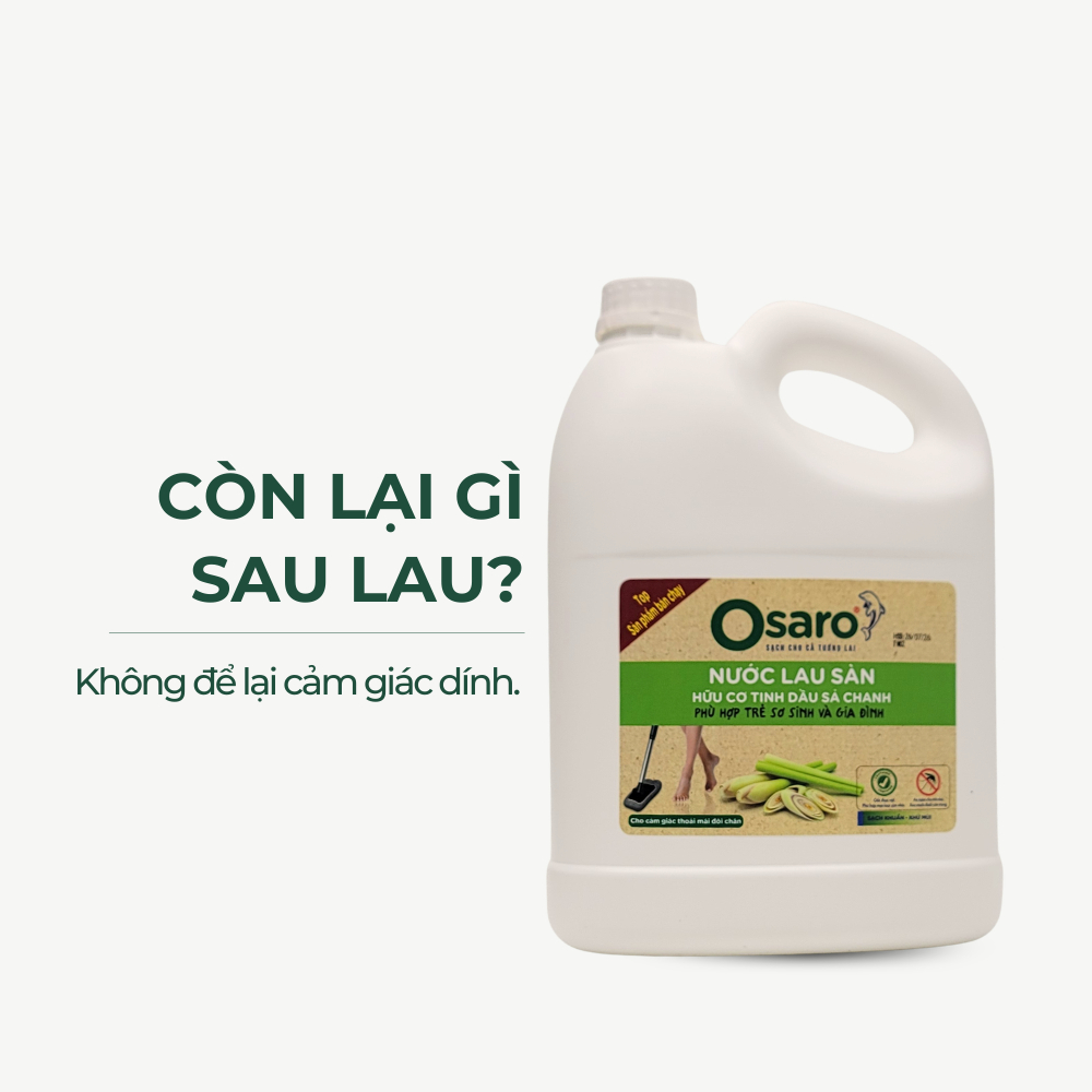 LS4KSC - NƯỚC LAU SÀN OSARO 4KG TINH DẦU SẢ CHANH – Lau sạch sàn, khô nhanh, giảm mùi, hương sả chanh dễ chịu