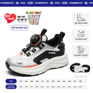 Giày thể thao bé trai HOBIBEAR EK1016 Black White có đế EVA chống trượt và vải mesh thoáng khí