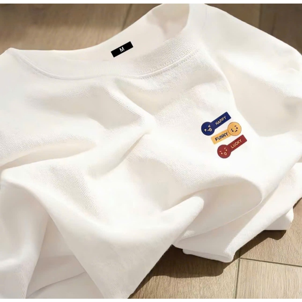 [Peinn] Áo phông unisex form rộng, siêu đẹp, siêu cá tính chất cotton khô - sticker happy siêu cool