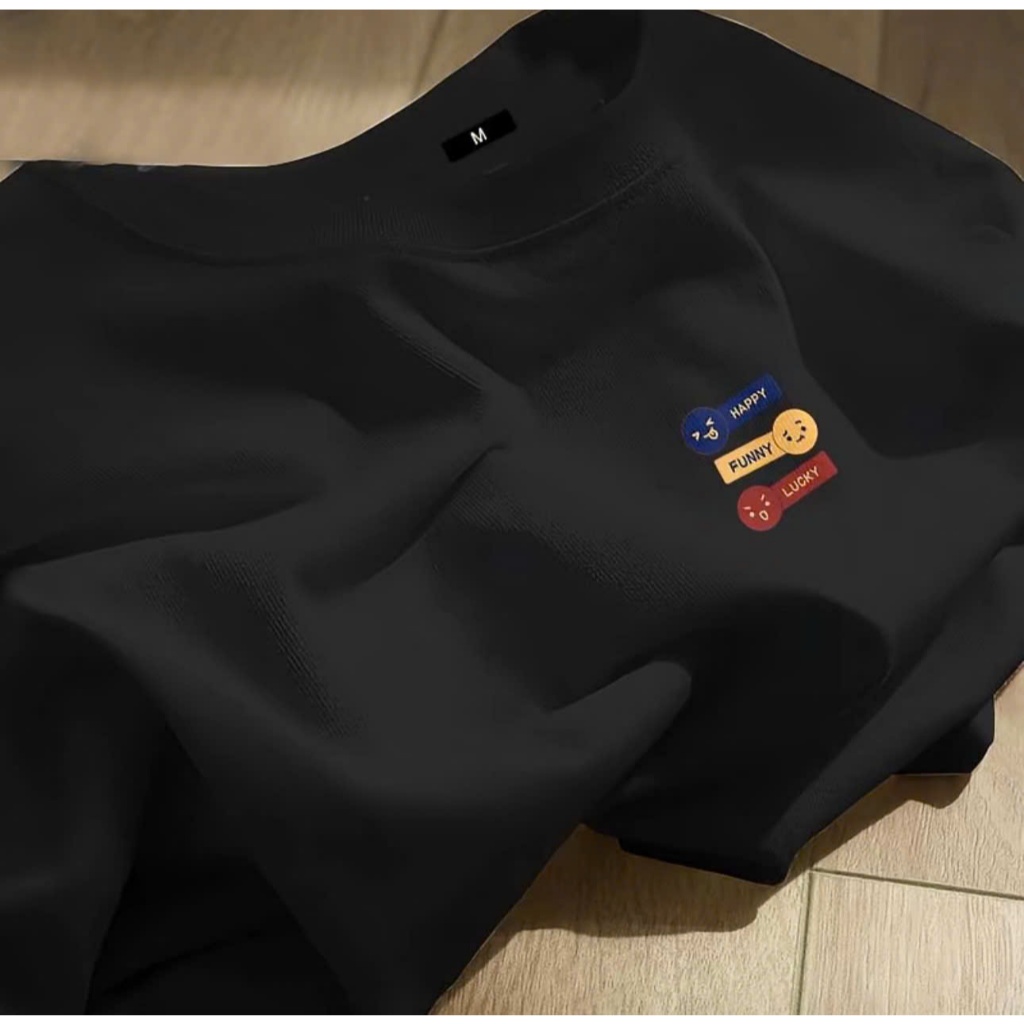 [Peinn] Áo phông unisex form rộng, siêu đẹp, siêu cá tính chất cotton khô - sticker happy siêu cool