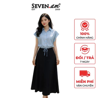 Chân váy A đen xòe nhẹ basic thanh lịch thời trang nữ Seven.AM B730339K