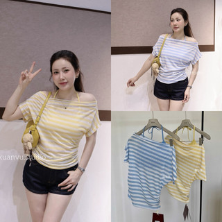 𝐏𝐡𝐢𝐞𝐧 𝐖𝐆𝐖𝐄 | (Sẵn) w9115 Set Áo Bra Mix Áo Len Mỏng Trễ Vai