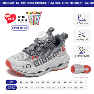 Giày thời trang bé trai HOBIBEAR EK1052 Grey có khóa xoay thông minh và đế EVA chống trượt