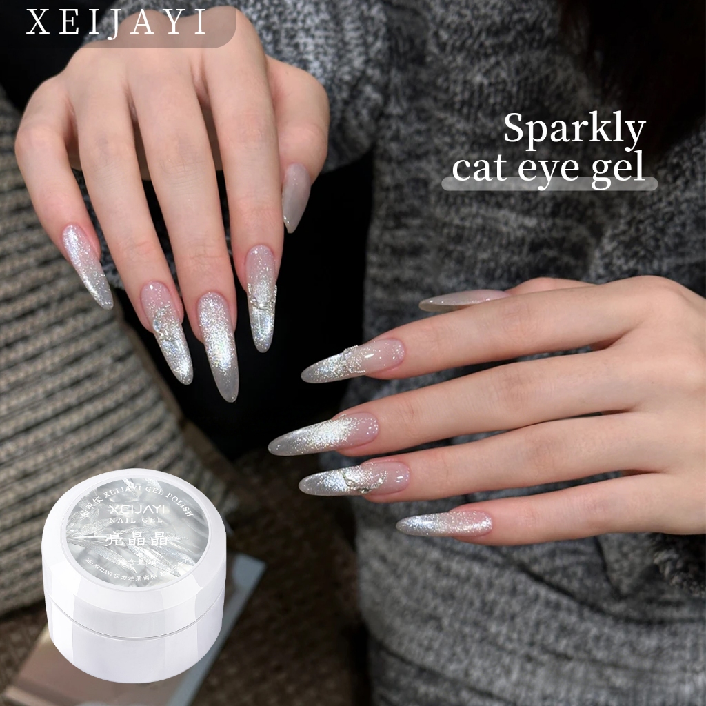 XEIJAYI 5g - Sơn móng tay dạng gel trắng siêu bóng hiệu ứng mắt mèo, thích hợp sử dụng tại salon và hàng ngày.