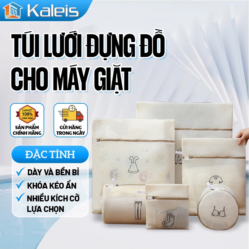 Kaleis Túi Giặt Quần Áo 6 Món 3 Lớp Cao Cấp Lưới Giặt Đồ Lót, Tất Vớ, Chống Biến Dạng, Khóa Kéo Bền, Túi Giặt Phân Loại