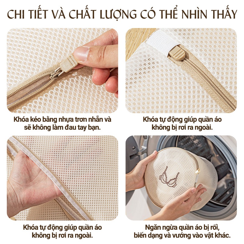 Kaleis Túi Giặt Quần Áo 6 Món 3 Lớp Cao Cấp Lưới Giặt Đồ Lót, Tất Vớ, Chống Biến Dạng, Khóa Kéo Bền, Túi Giặt Phân Loại