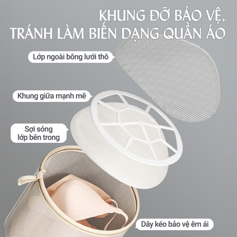Kaleis Túi Giặt Quần Áo 6 Món 3 Lớp Cao Cấp Lưới Giặt Đồ Lót, Tất Vớ, Chống Biến Dạng, Khóa Kéo Bền, Túi Giặt Phân Loại