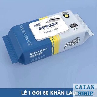 Bịch 80 Khăn Uớt Lau Bếp, Giấy Uớt Vệ Sinh Nhà Bếp 80 Tờ Siêu Dày Dặn Có Sẵn Dung Dịch Tẩy Rửa