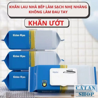 Bịch 80 Khăn Uớt Lau Bếp, Giấy Uớt Vệ Sinh Nhà Bếp 80 Tờ Siêu Dày Dặn Có Sẵn Dung Dịch Tẩy Rửa