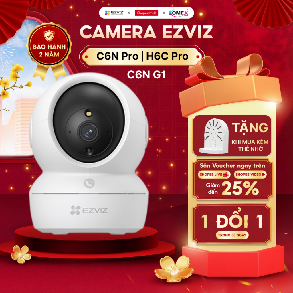 Camera Wifi Trong Nhà EZVIZ C6N Pro C6N G1 H6C Pro H1C 3MP 5MP 8MP 2K 3K 4K Đàm Thoại 2 Chiều Xoay 360 Độ