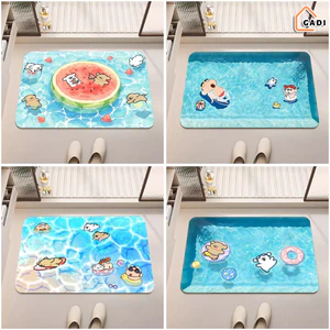 Thảm Trải Sàn Bể Bơi Dễ Thương Decor Nhà Cửa, Phòng Ngủ GADI, Thảm Chùi Chân Bùn Tảo Thấm Hút Nhanh Chóng