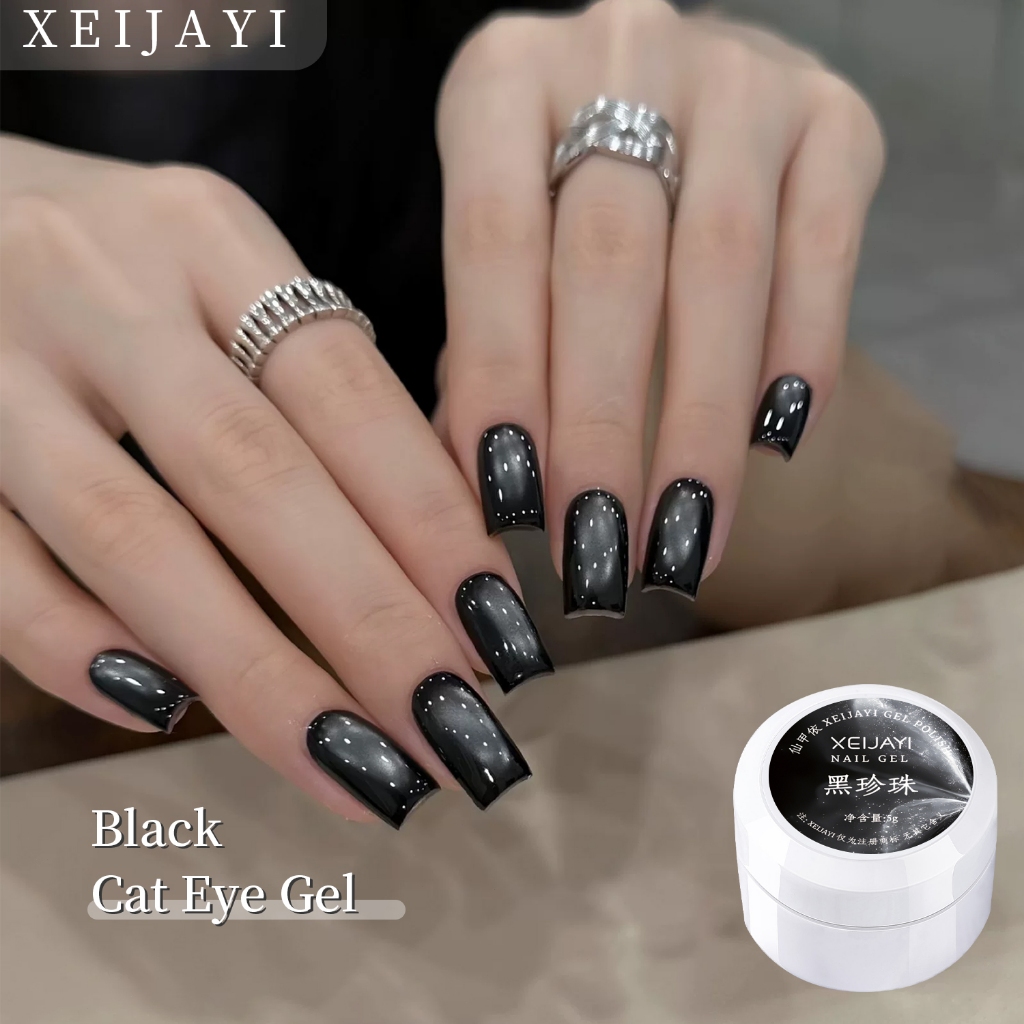 XEIJAYI 5g - Sơn móng tay dạng gel mắt mèo màu đen ngọc trai, thích hợp cho các tiệm nail và tự làm tại nhà.
