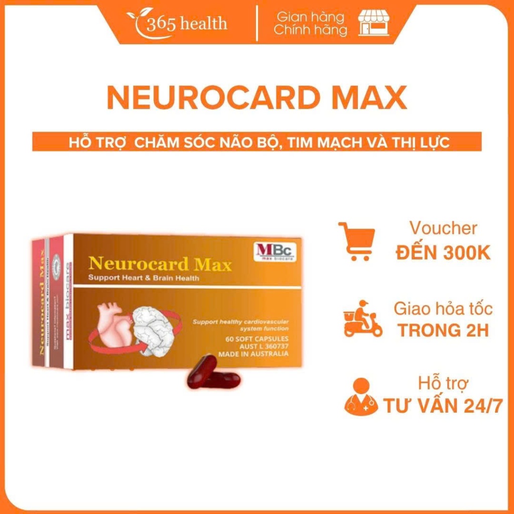 Neurocard Max - Viên uống hỗ trợ não bộ và tim mạch từ nguồn dưỡng chất tự nhiên hộp 60 viên