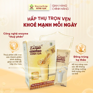 Ngũ cốc Enzyme Đông trùng ha thảo Vinh Gia bữa ăn Dinh Dưỡng Pha Nóng/Lạnh Tiện Lợi hộp 10 góix25gr