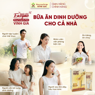 Ngũ cốc Enzyme Đông trùng ha thảo Vinh Gia bữa ăn Dinh Dưỡng Pha Nóng/Lạnh Tiện Lợi hộp 10 góix25gr