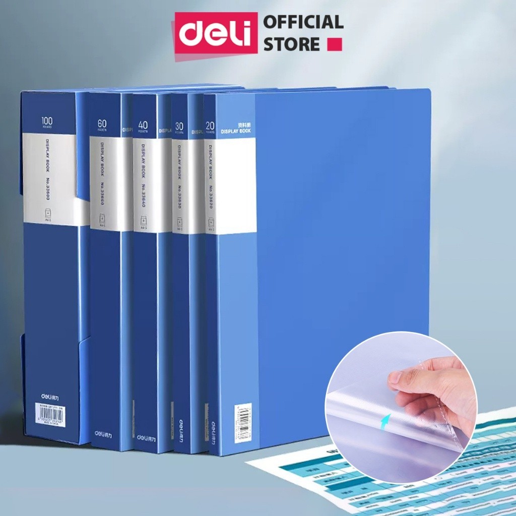 File Lá Đựng Tài Liệu A4 Deli 20/40/60/80 Lá Trong Suốt Chống Bụi Ko Thấm Nước, Bền Đẹp