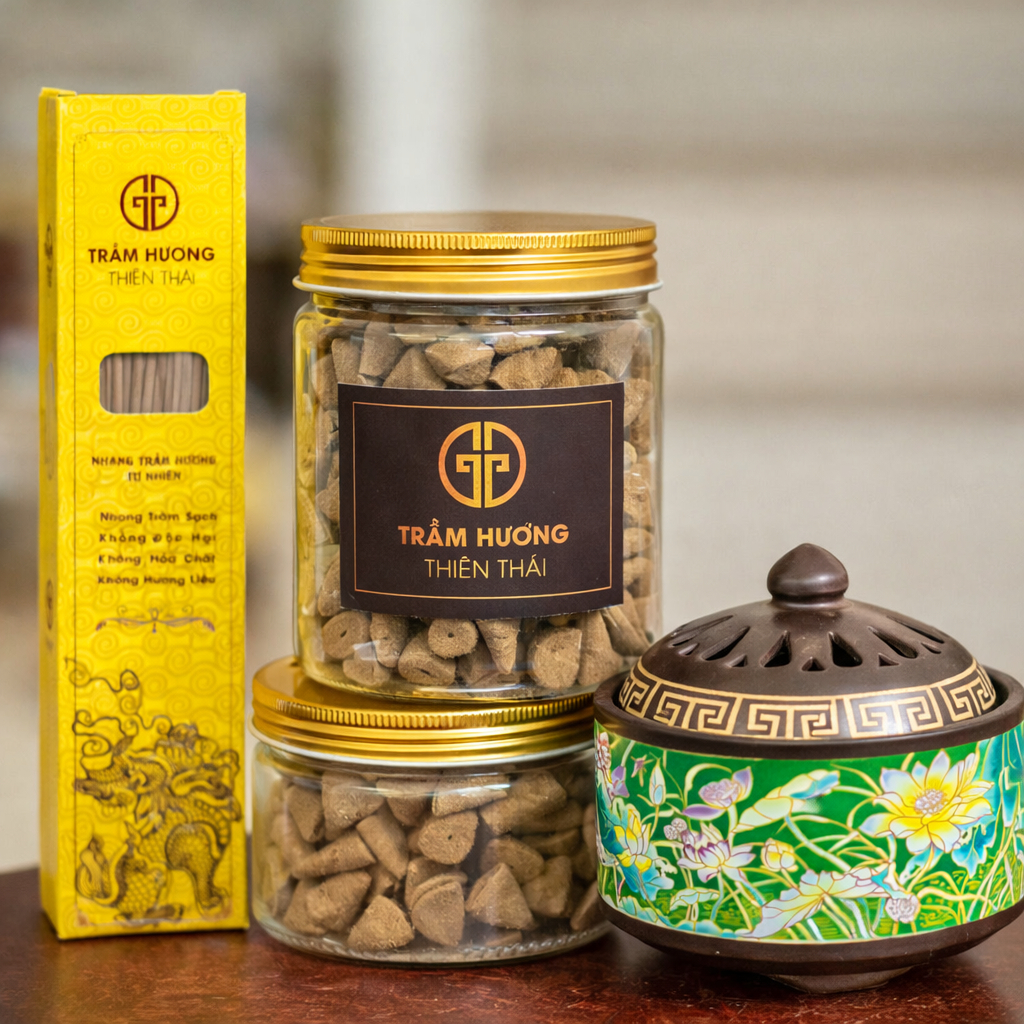 Nụ Trầm Hương Tự Nhiên - Tẩy Uế Không Gian, Nhang Trầm Hương Cao Cấp Mùi Hương Nhẹ Nhàng - Hộp 50 Nụ