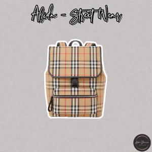 ⚡️[Hight Quality] Balo Nam Nữ Bu1 Dew Kẻ Caro Backpack - Điểm Nhấn Phối Kẻ Sọc Khóa Bấm Cao Cấp