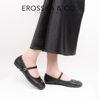 [EROSSKA] - Giày búp bê nữ quai ngang chần trám mũi phối đen thanh lịch kiểu dáng basic - EL121