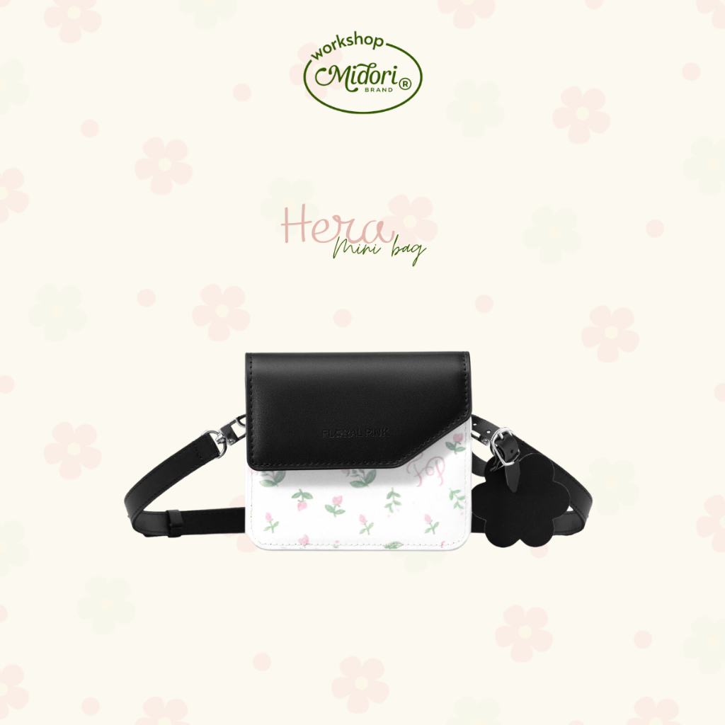 Túi Đeo Chéo HERA Nữ Mini Hoa Nhẹ Da PU Phối Polyester Trượt Nước Nhỏ Gọn Đi Chơi | M MIDORI