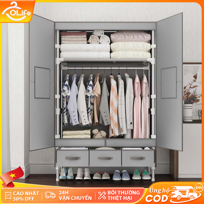 𝐎𝐥𝐢𝐟𝐞 Tủ quần áo chống bụi tủ vải đựng quần áo Ổn định và bền bỉ tủ vải Đa Năng tủ vải treo quần áo phòng ngủ