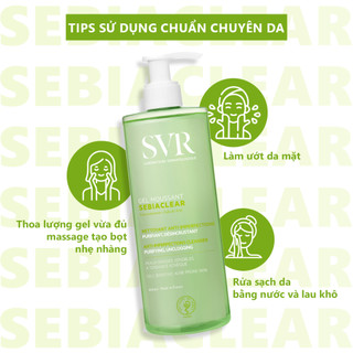 Sữa rửa mặt chứa PHA dành cho da hỗn hợp, da dầu mụn SVR Sebiaclear Gel Moussant 400ml