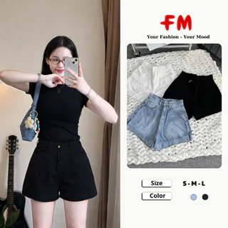 Quần Short Jeans Nữ FM STYLE Cạp Cao - Quần Đùi Ống Rộng Tôn Dáng Style Hàn Quốc 26030161