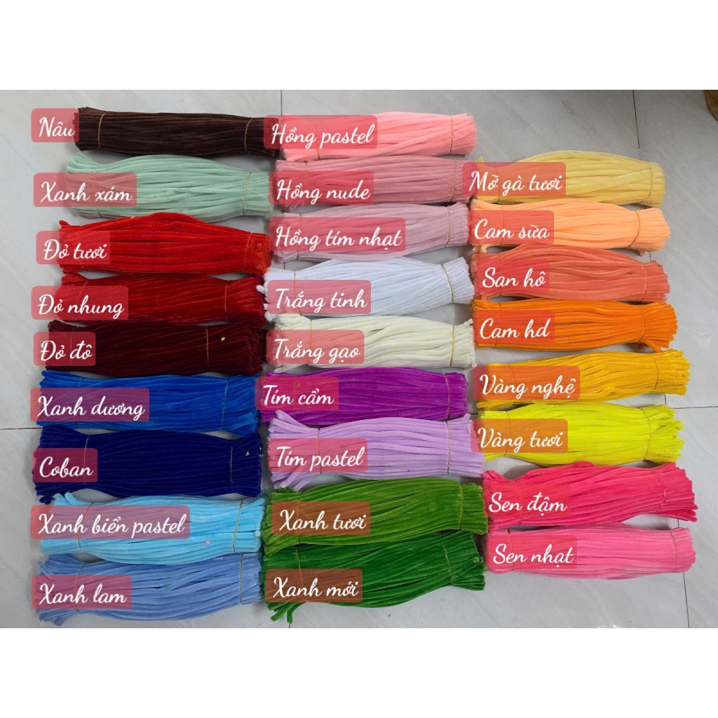 [ hỏa tốc hcm] kẽm nhung làm hoa loại 1 7-8mm nhiều màu làm hoa handmade  lông dày, màu pastel, làm quà trang trí ANGI