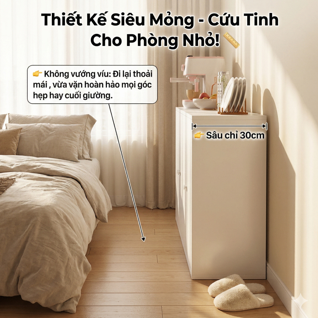 Sunny Tủ Búp Phê Trang Trí Phòng Khách, Tủ Đựng Đồ Nhà Bếp Gỗ MDF Sức Chứa Lớn Cao Cấp