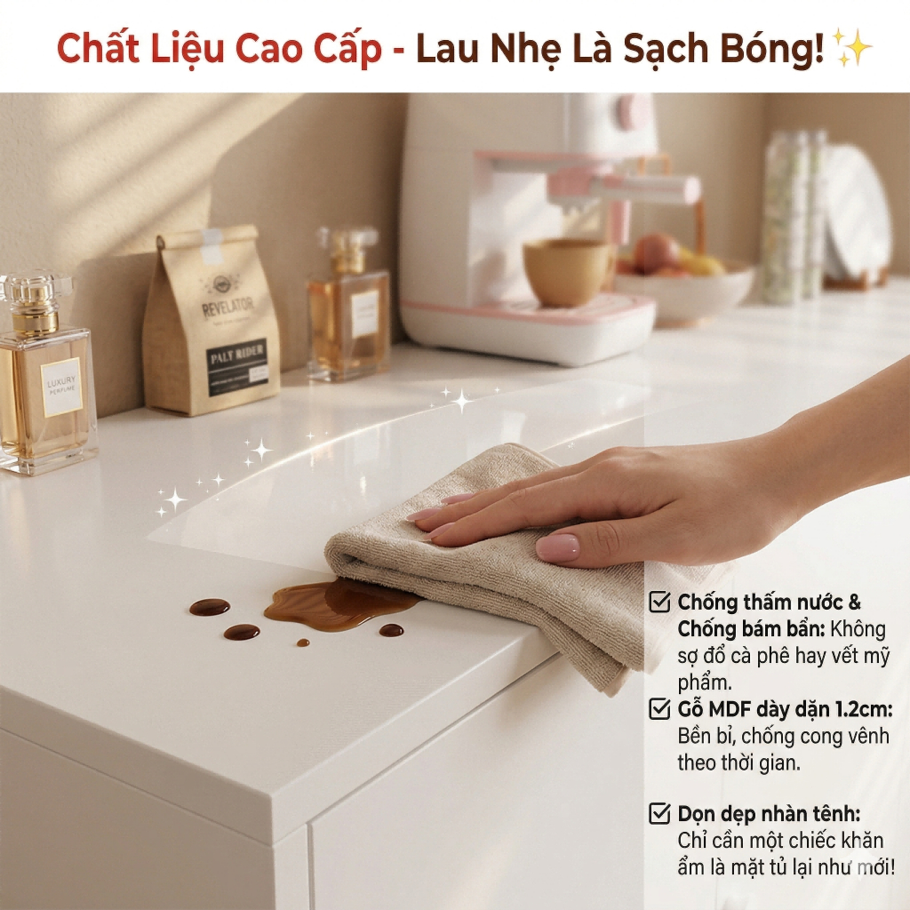 Sunny Tủ Búp Phê Trang Trí Phòng Khách, Tủ Đựng Đồ Nhà Bếp Gỗ MDF Sức Chứa Lớn Cao Cấp