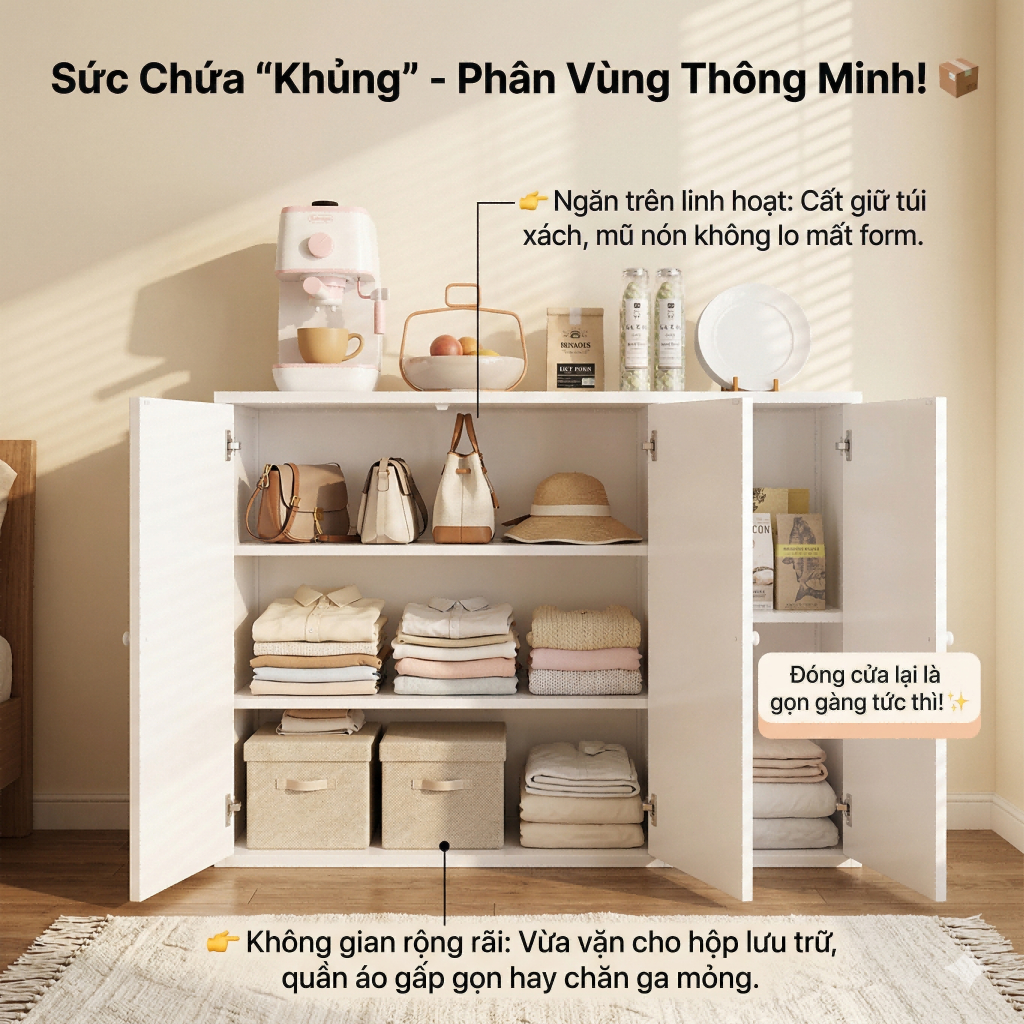 Sunny Tủ Búp Phê Trang Trí Phòng Khách, Tủ Đựng Đồ Nhà Bếp Gỗ MDF Sức Chứa Lớn Cao Cấp