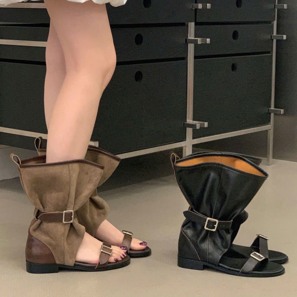 (Sẵn kaki 35) Giày Sandal Xuồng Cổ Cao Mẫu Sang Chảnh Hở Gót Mùa Hè 2026