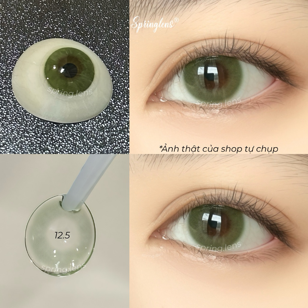 Kính áp tròng Mint Green xanh lá ngọc thạch không giãn MPC 3 tháng 0-7 độ | Spring Lens