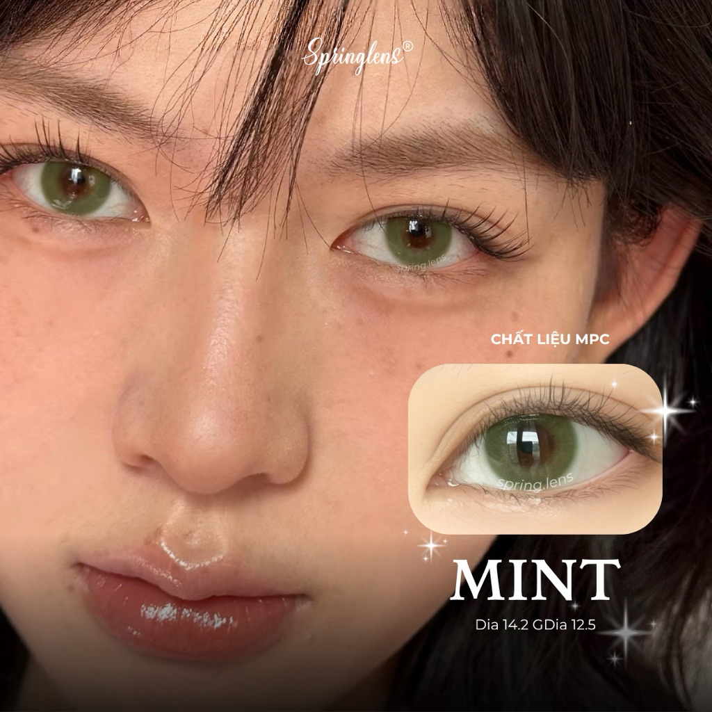 Kính áp tròng MPC MINT xanh lá ngọc AVA GREEN XANH THẠCH ANH không giãn tròng 0-7 độ | Spring Lens