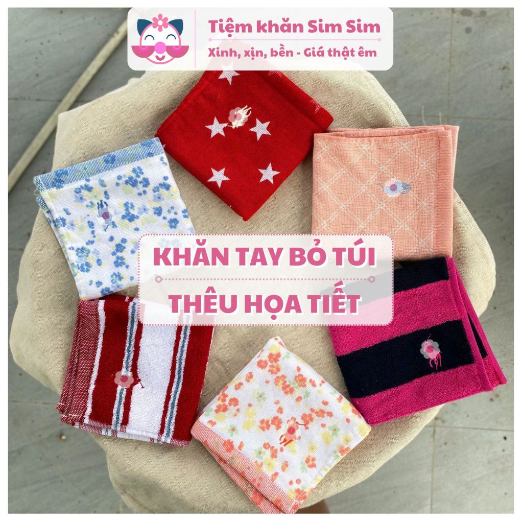 Combo 2 khăn tay 25x25cm hàng xuất dư 100% cotton siêu xinh