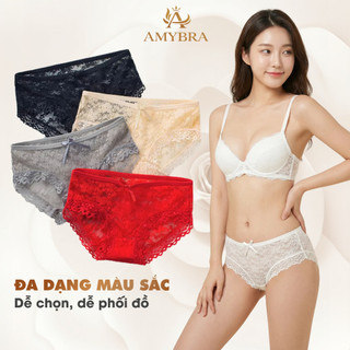 Quần Lót Ren Lưới Mềm Mịn Xuyên Thấu - Quần Lót Nữ Đính Nơ Cạp Vừa Quyến Rũ AMYBRA L104