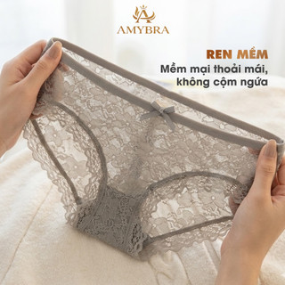 Quần Lót Ren Lưới Mềm Mịn Xuyên Thấu - Quần Lót Nữ Đính Nơ Cạp Vừa Quyến Rũ AMYBRA L104