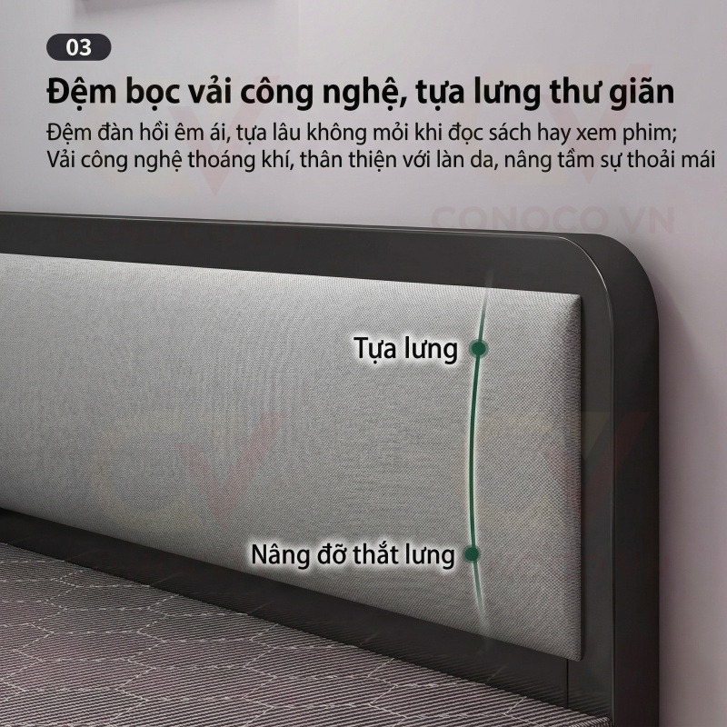 CONOCO Giường gấp gọn thông minh khung sắt có nệm Tổng Kho chịu lực 300kg cho nhà nhỏ