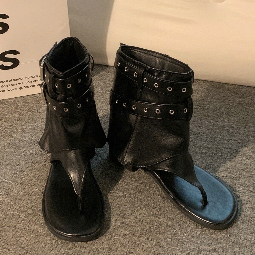 (Sẵn đen 36) Giày Sandal La Mã Kiểu Retro Quai Ngang Màu Đen Có Khóa Cài – Đa Năng Và Tôn Dáng